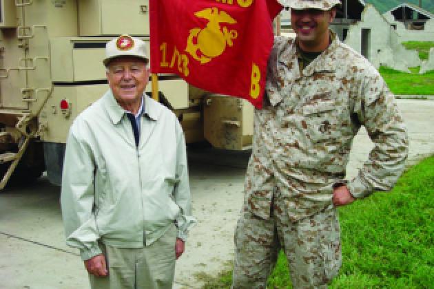 Hoover senior fellow Richard T. Burress meets with Major James Korth
