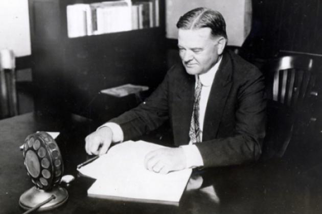 Secretary of Commerce, Herbert Hoover broadcasts a plea to the nation