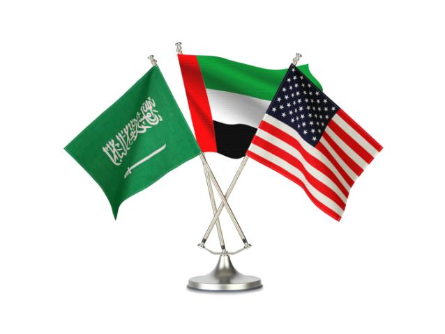 UAE, Saudi, and US flags