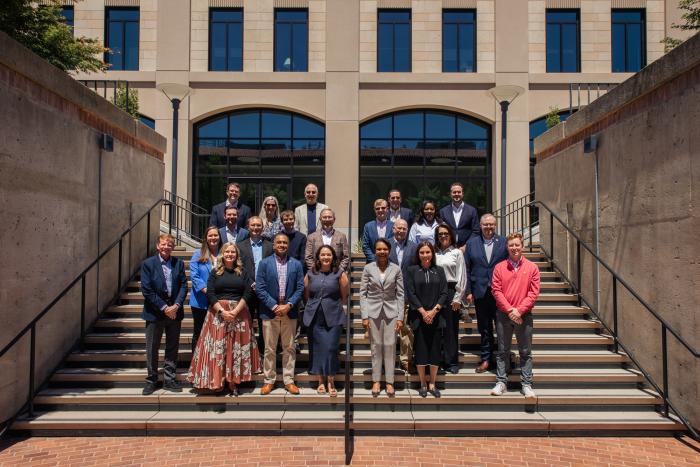Senior officials from US governor’s offices stand with Hoover Institution Director Condoleezza Rice on May 19, 2025. (Patrick Beaudouin)