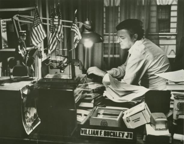 William F. Buckley Jr. at his typewriter