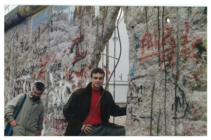 Andrew Nagorski at the Berlin Wall, early 1990, shortly after it fell