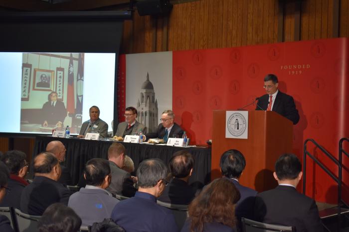 Hoover deputy director Eric Wakin (right) moderated the discussion.