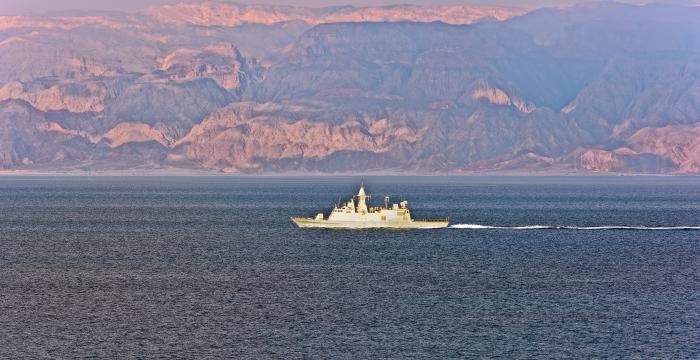 Navy boat patrolling in the Gulf of Aqaba