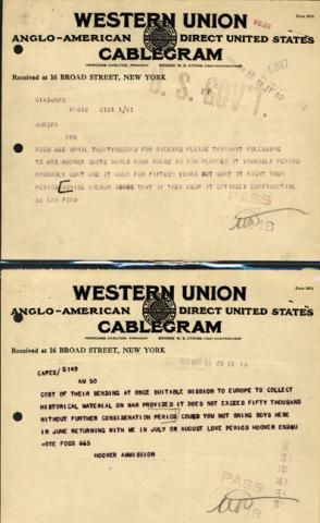 Hoover’s Telegram to Lou Henry