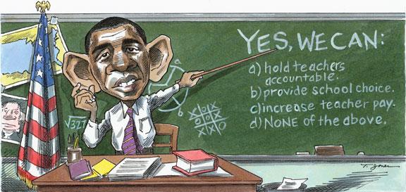 Obama could be an education innovator, but the Democrats are weak on school choice and downright timid on the teachers’ unions.