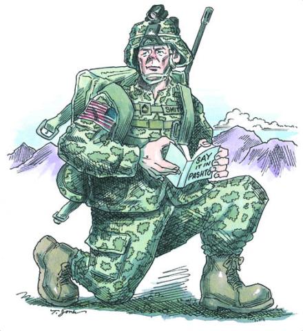 Solider with book