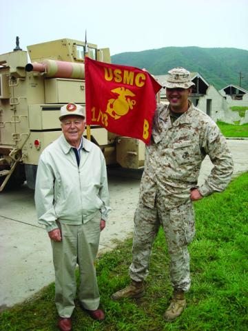 Hoover senior fellow Richard T. Burress meets with Major James Korth