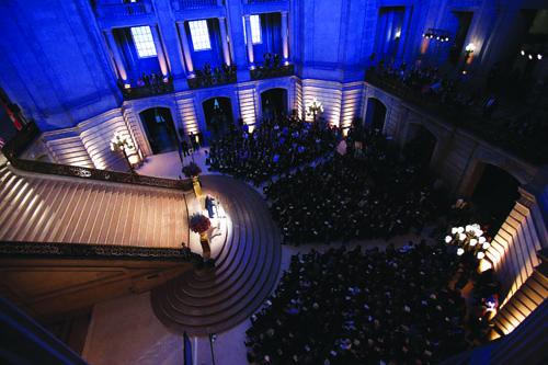 George Shultz speaks at SF rotunda