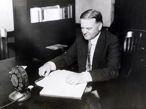 Secretary of Commerce, Herbert Hoover broadcasts a plea to the nation