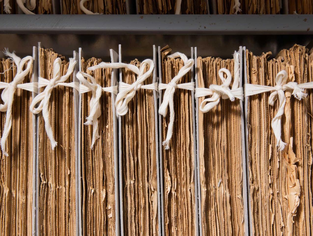 Cotton tied newspapers