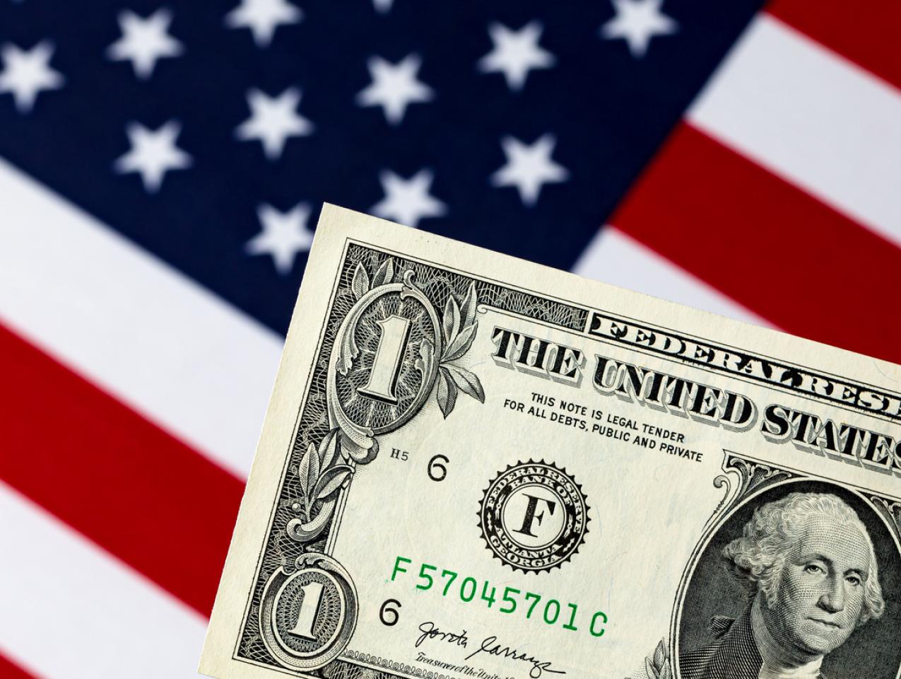 American Flag with Dollar Bill