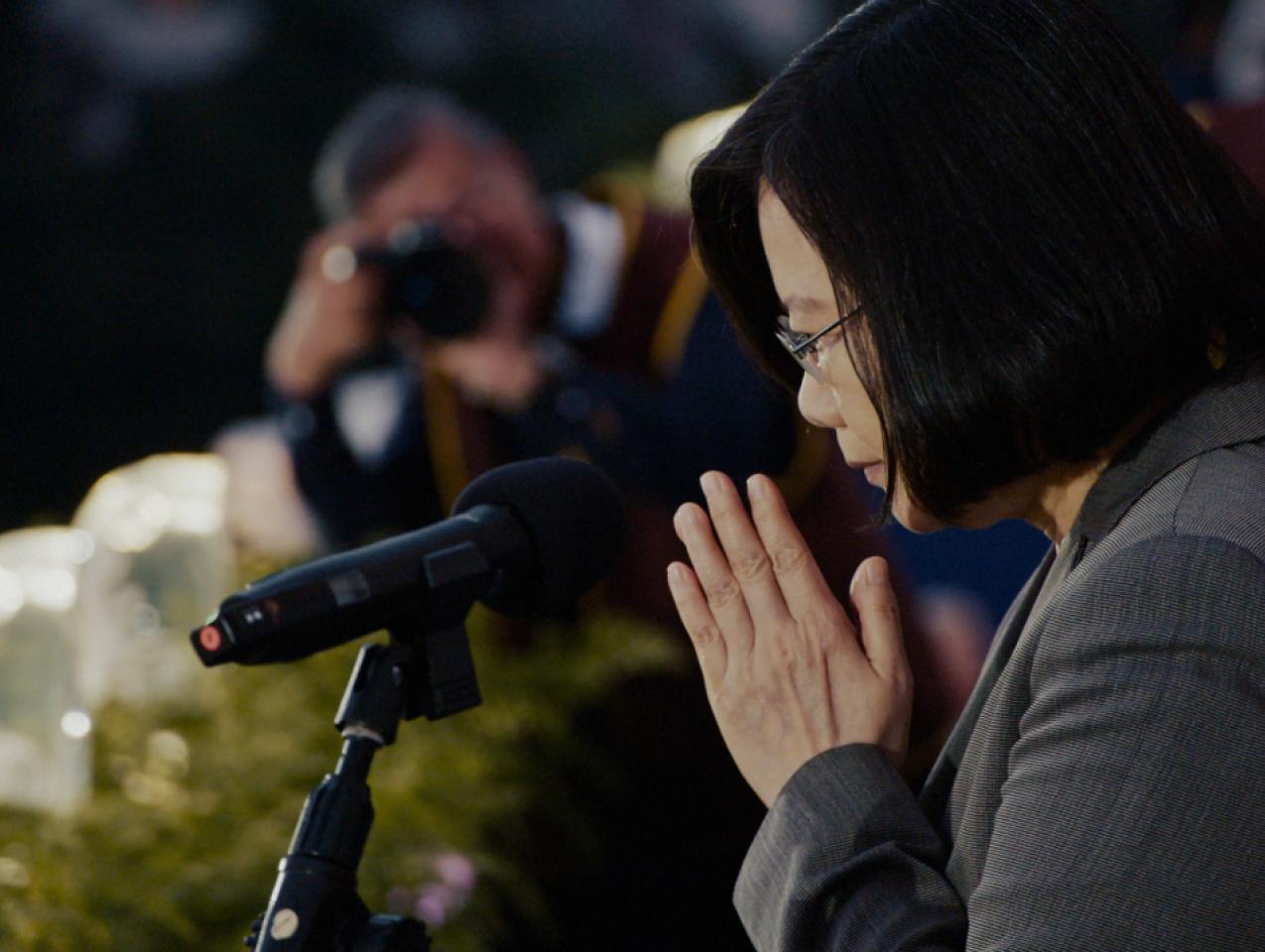 Caption: Taiwan's first woman President, Tsai Ing-wen, in a scene from "Invisible Nation," directed by Vanessa Hope. Photo: Laura Hudock. Courtesy: Invisible Nation.