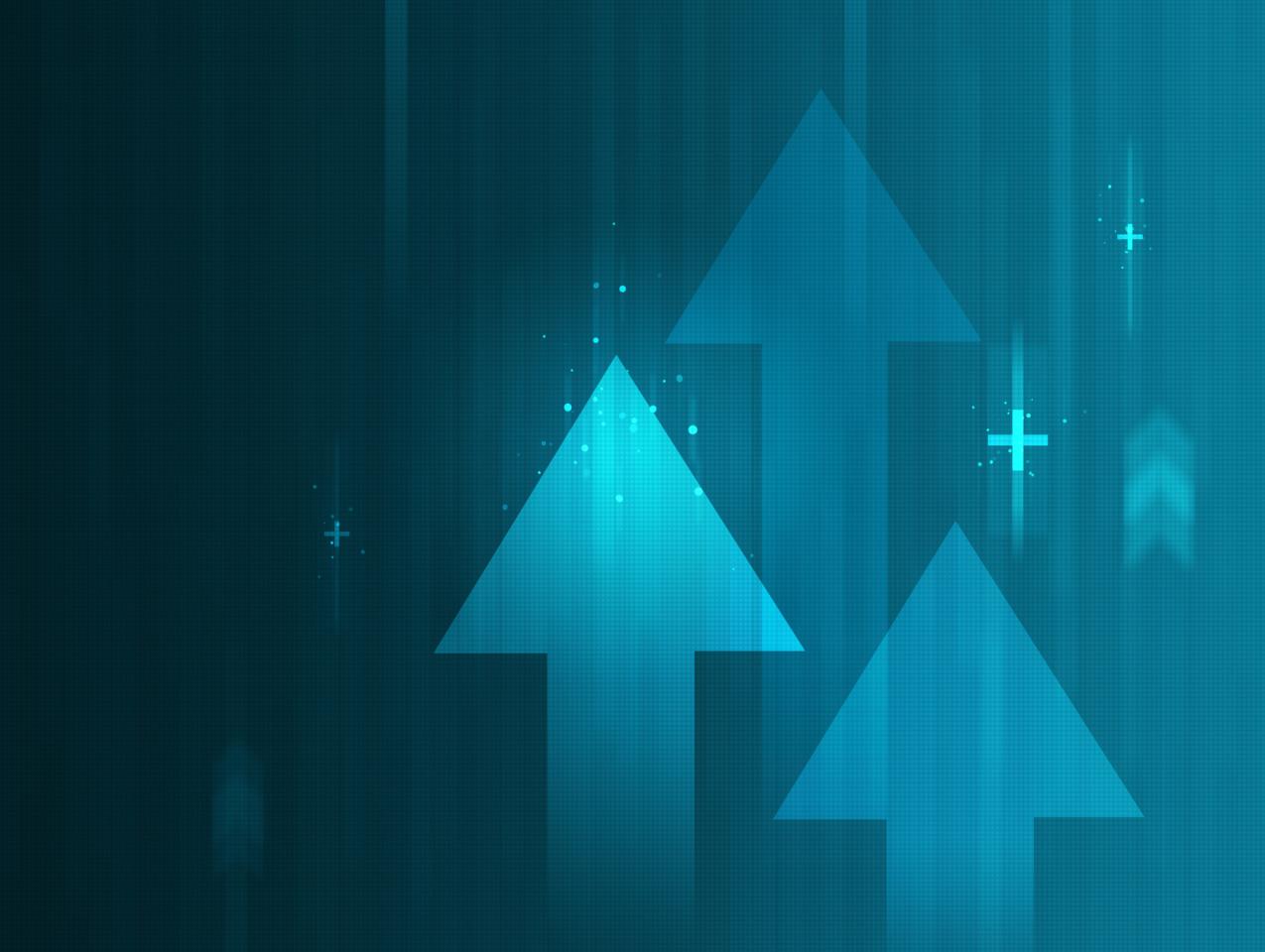 Economics graphic, arrows pointing up