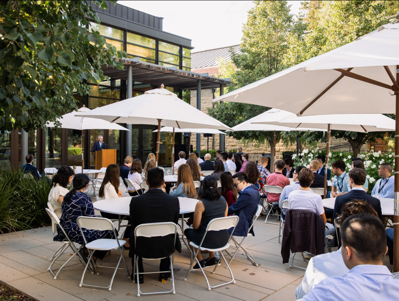 Scott Atlas speaking to students at the 2024 Hoover Institution Summer Policy Boot Camp
