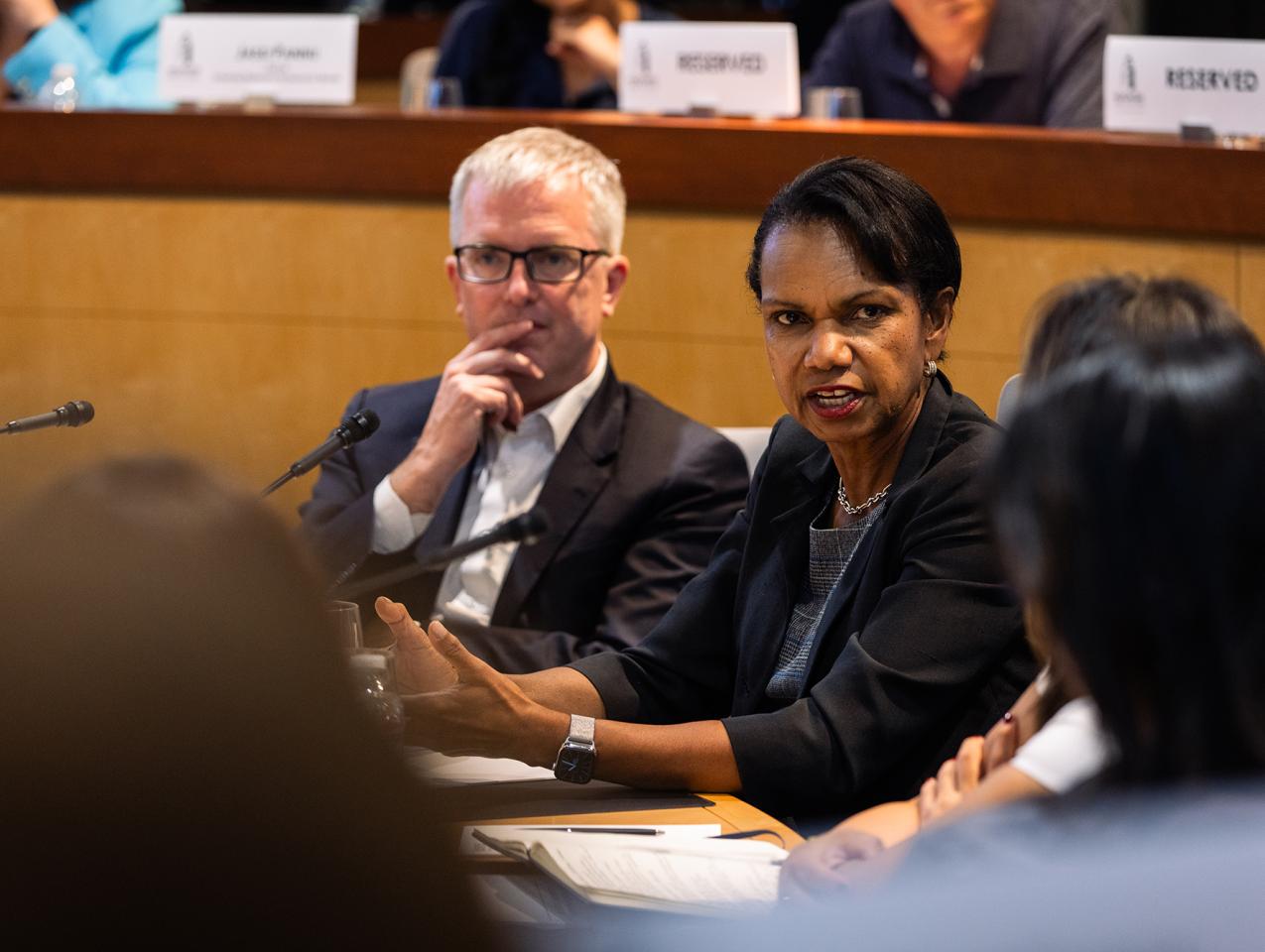 Condoleezza Rice and Drew Endy at the Inaugural Congressional Fellowship Program on Biotechnology Strategy 