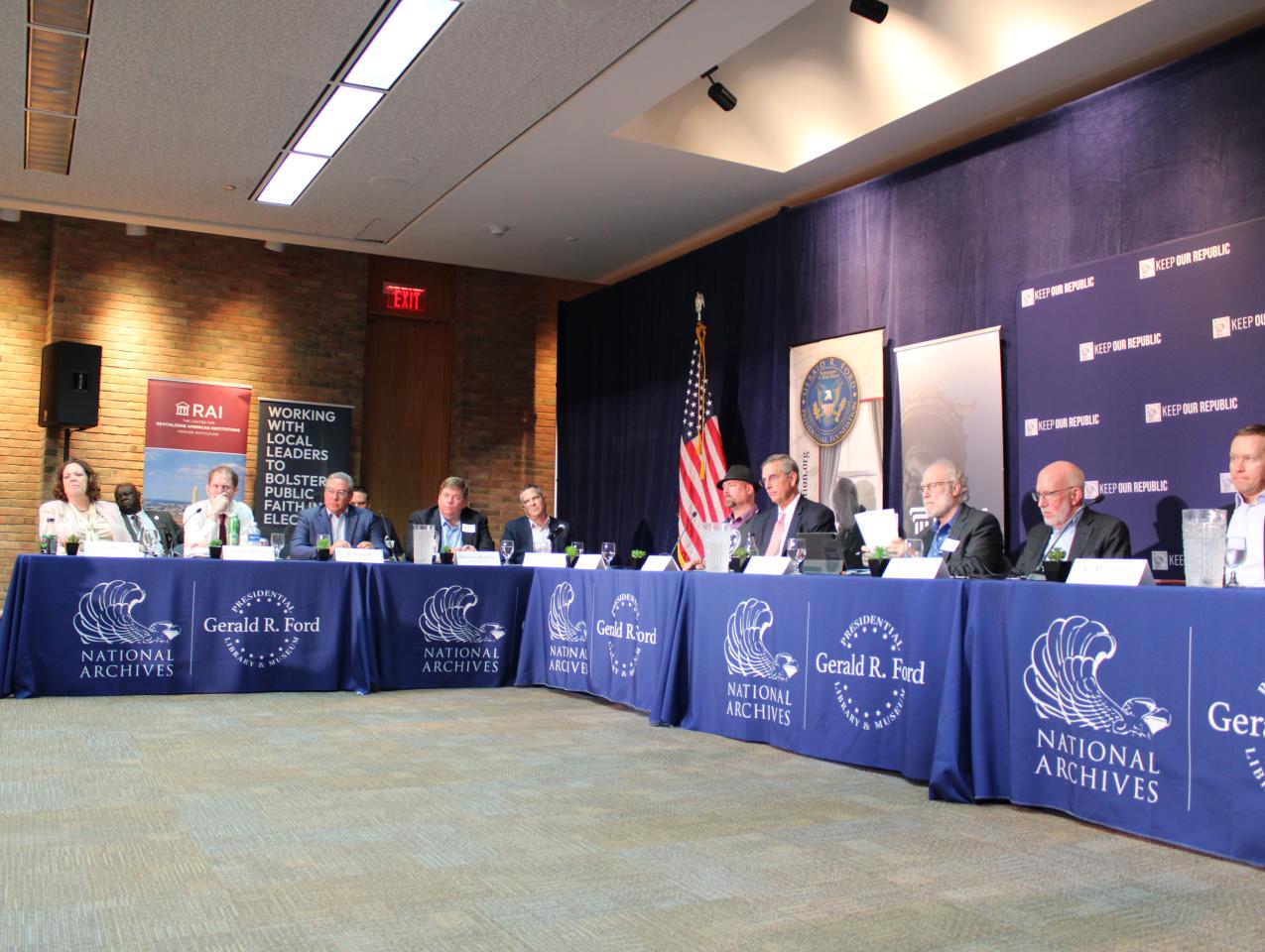 Election officials and experts including Distinguished Visiting Fellow Ben Ginsberg are seen speaking about securing the integrity of the November 5 election result in Ann Arbor, Michigan on September 19, 2024. (Photo courtesy of Keep Our Republic)