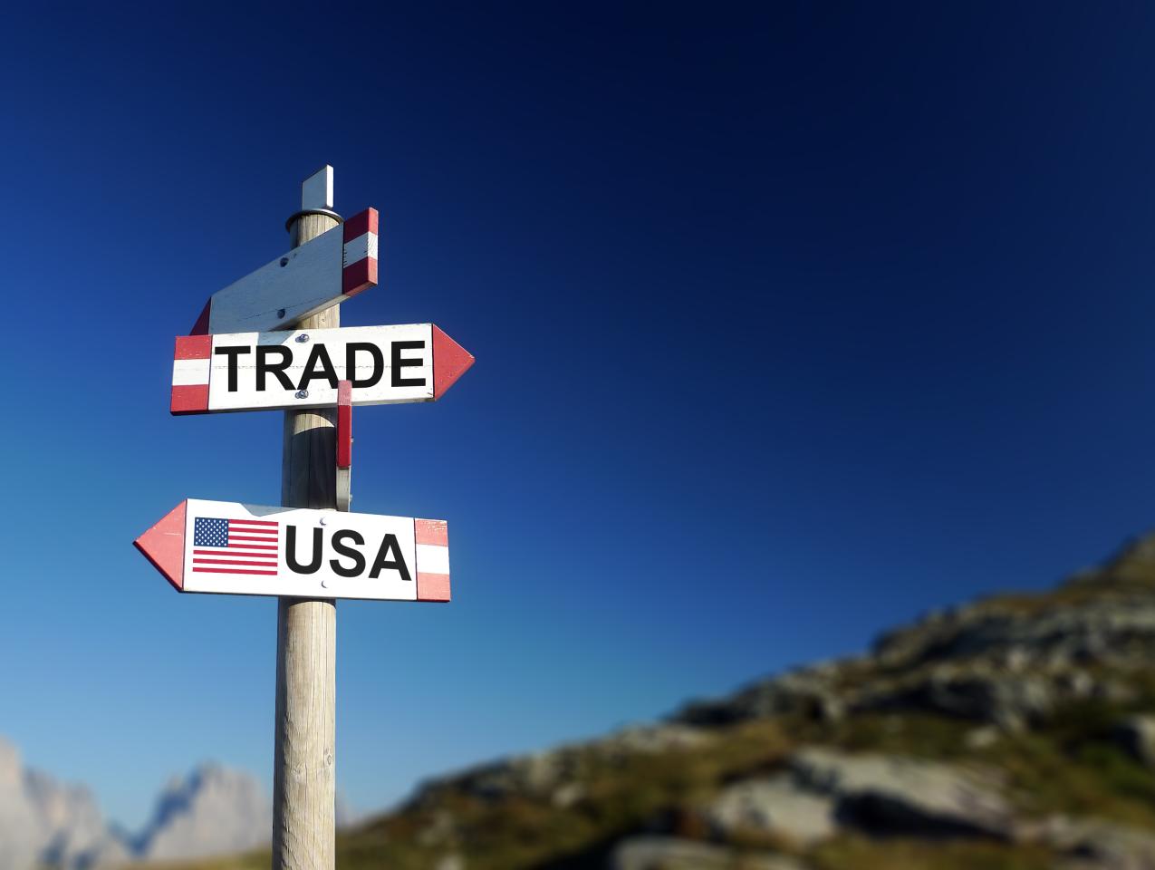 USA and trade war concept stock photo