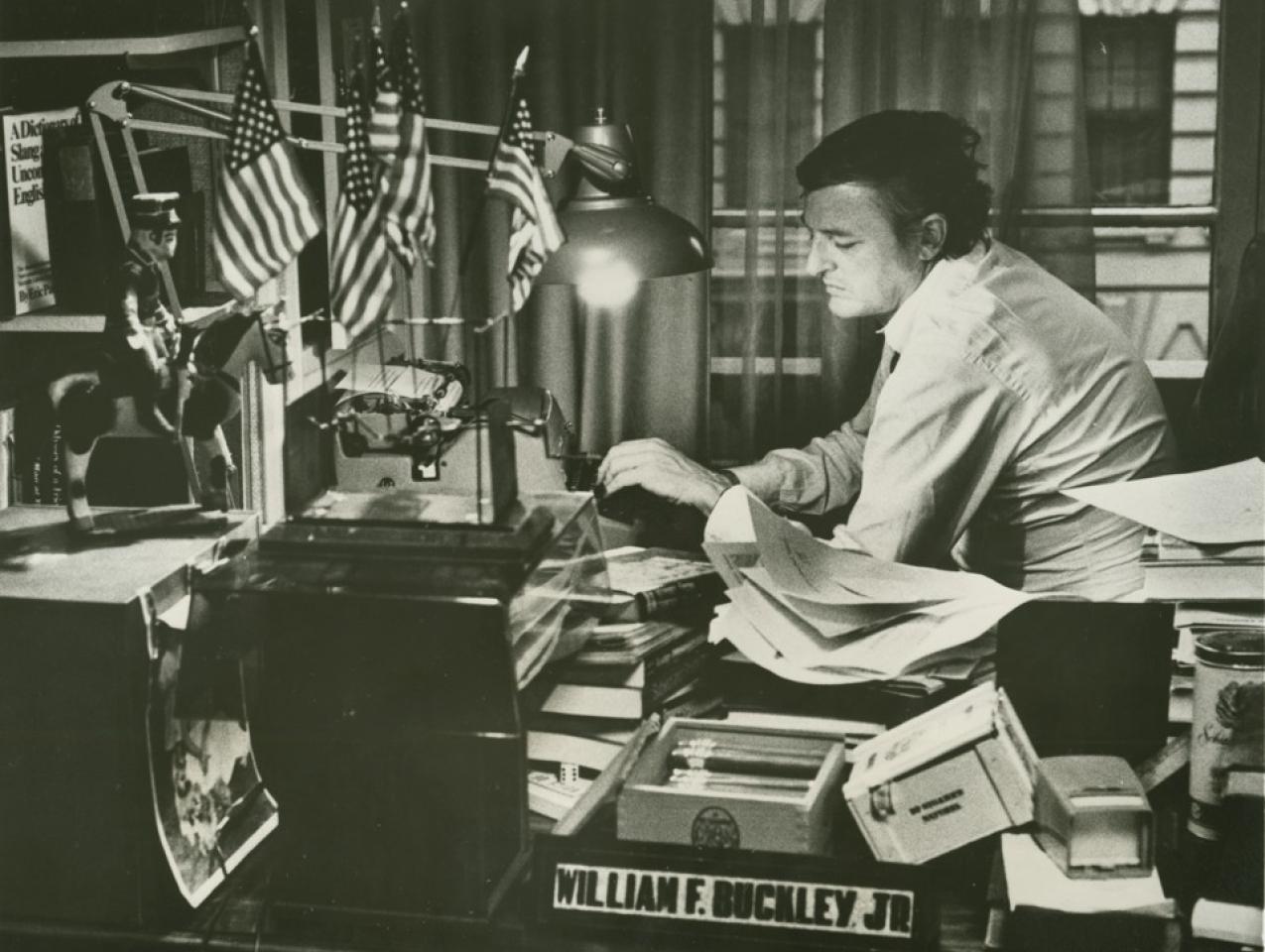 William F. Buckley Jr. at his typewriter