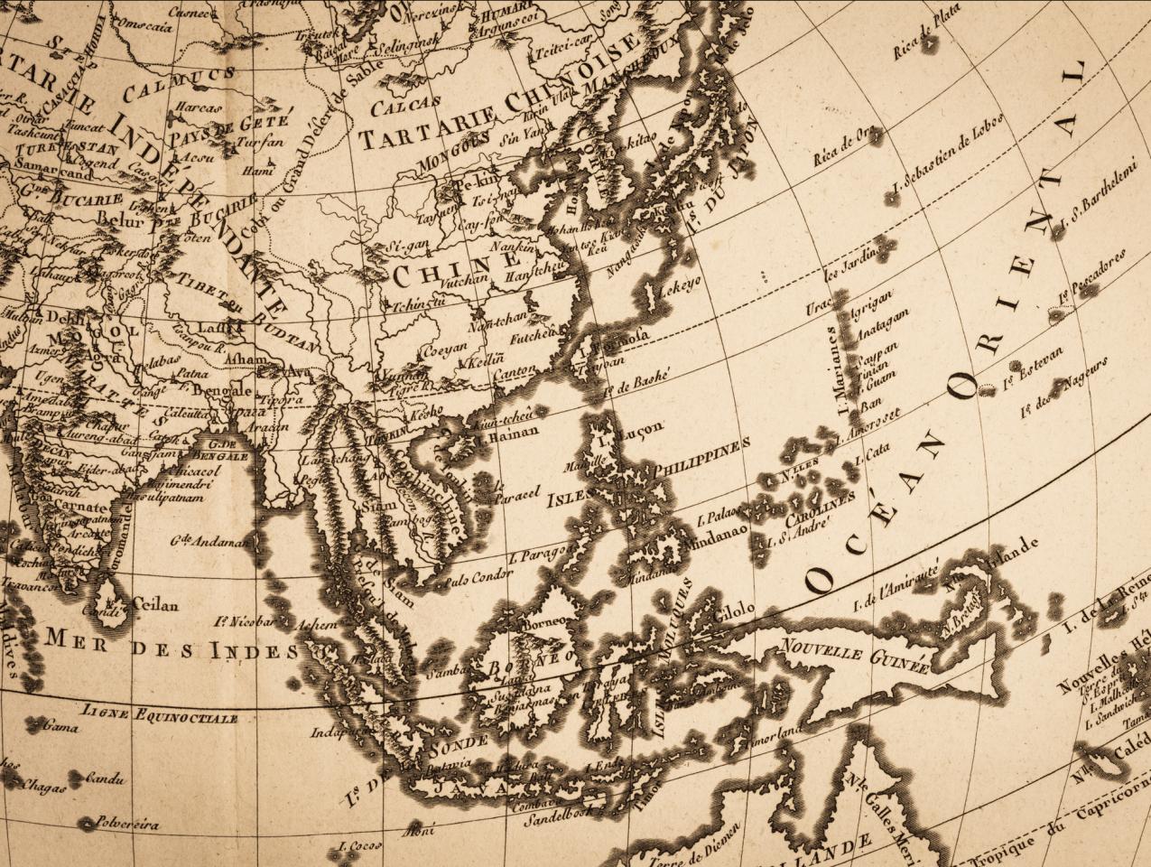 Old world map, Japan and East Asia stock photo