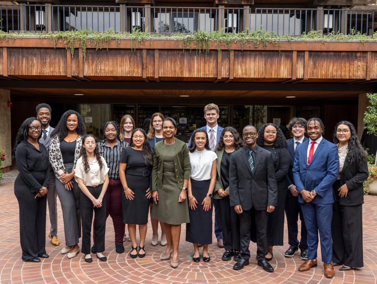 AFC Fellows are seen with Hoover Institution Director Condoleezza Rice on October 1, 2025. (Daniel Beck)