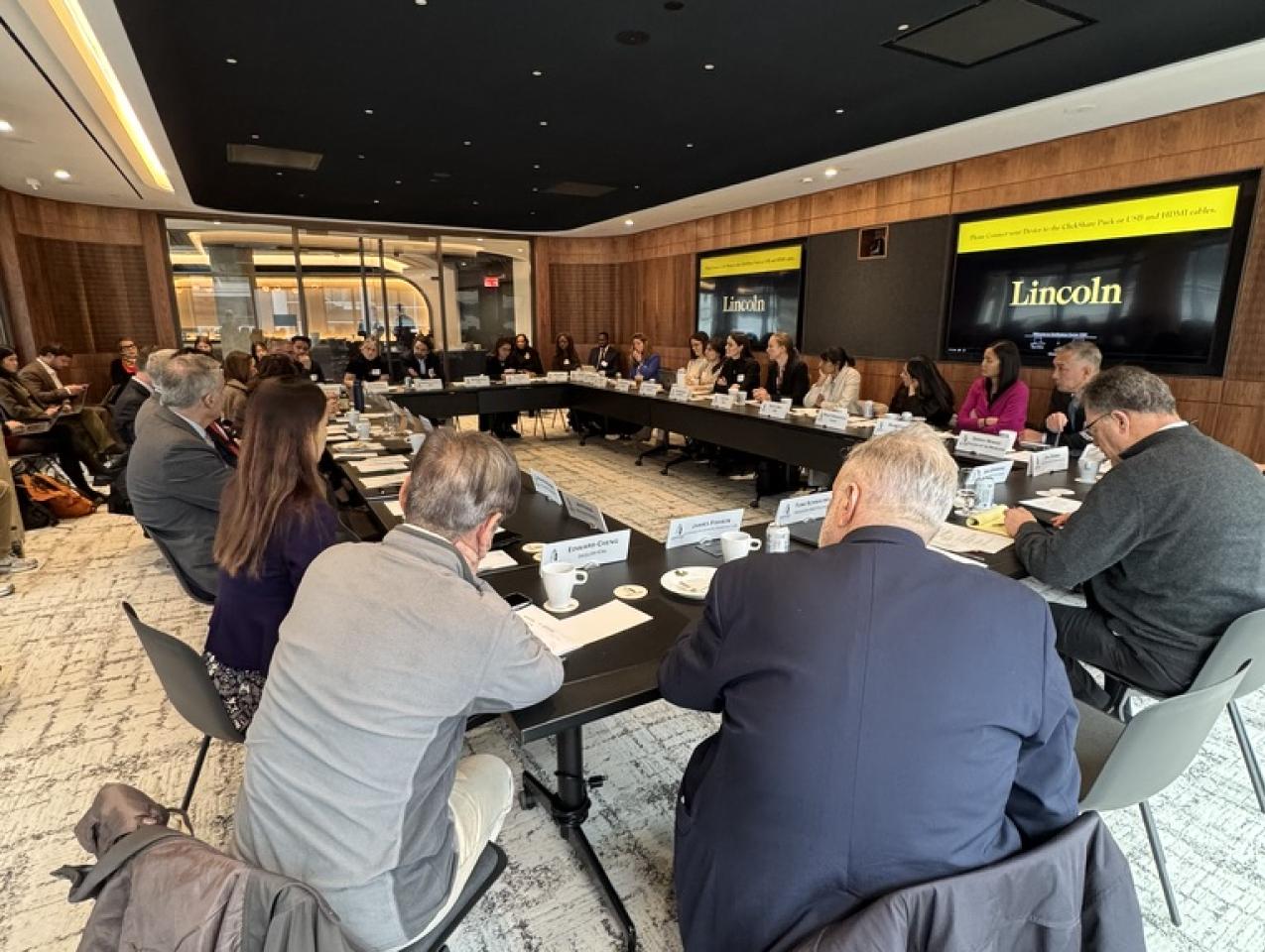 Participants in a day-long symposium on the policy implications of AI are seen in Hoover’s Washington, D.C. offices on December 9, 2025.