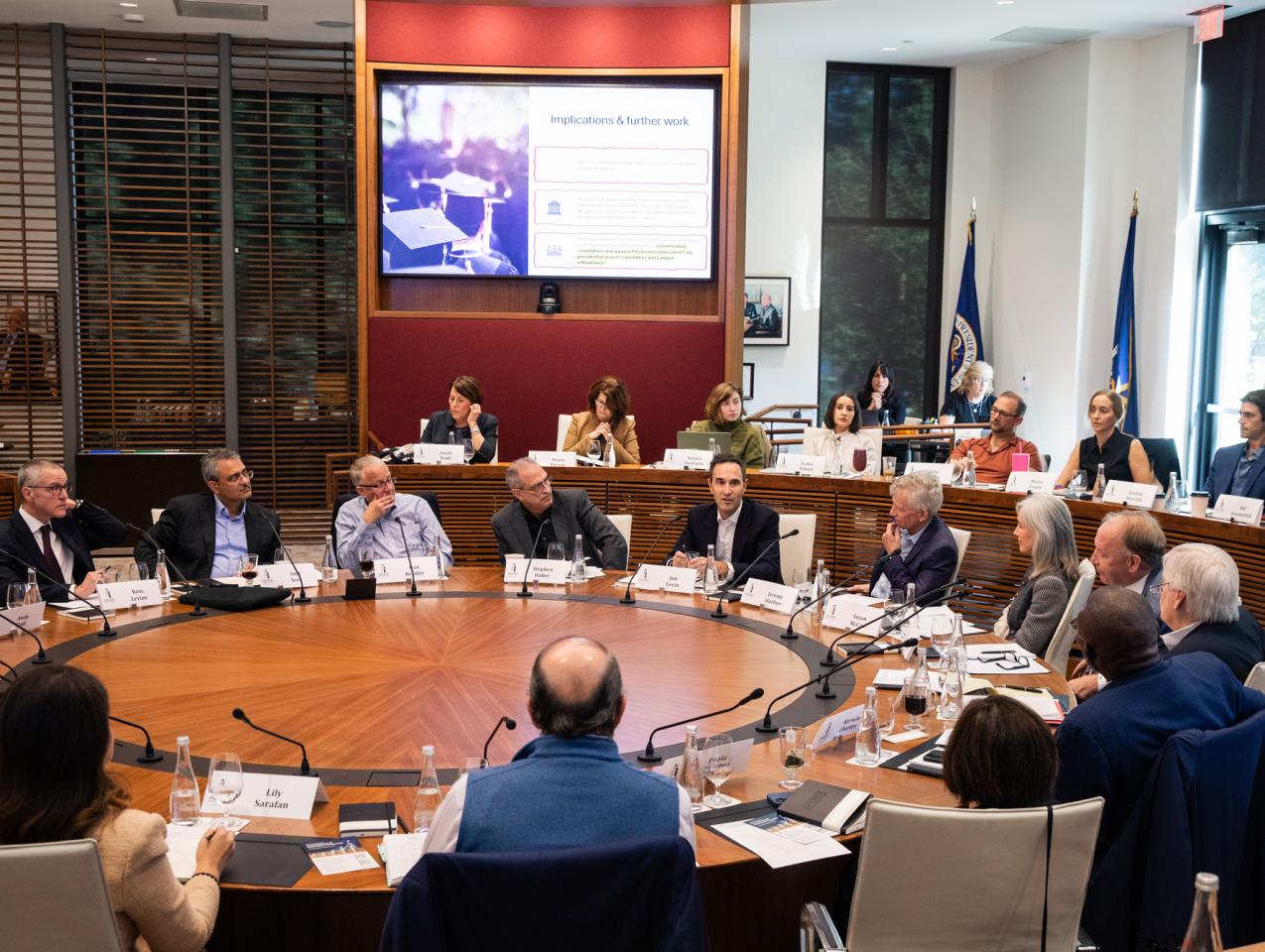 Participants in the Promises and Challenges of Decentralized Governance conference are seen in the Annenberg Conference Room on November 6, 2025. (Patrick Beaudouin)