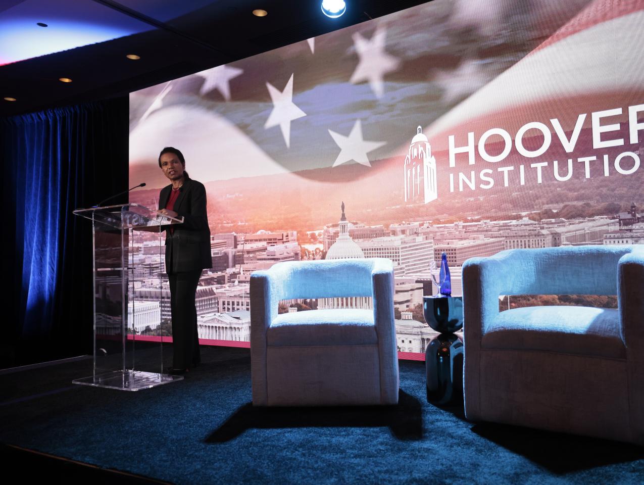 Hoover Institution Director Condoleezza Rice speaks at the Hoover Winter Meeting in Washington, DC, on February 23, 2026. (Eric Draper)