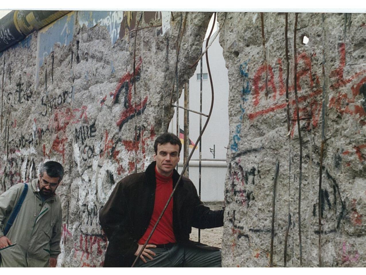 Andrew Nagorski at the Berlin Wall, early 1990, shortly after it fell