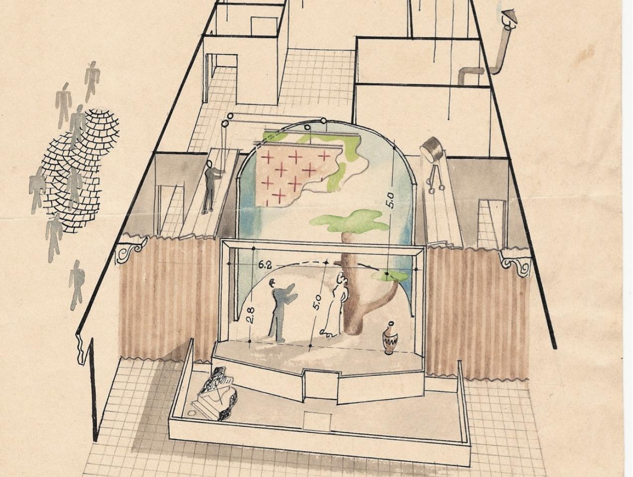 Plan of the camp theater (Jan Jasiewicz Papers, Hoover Institution Archives)