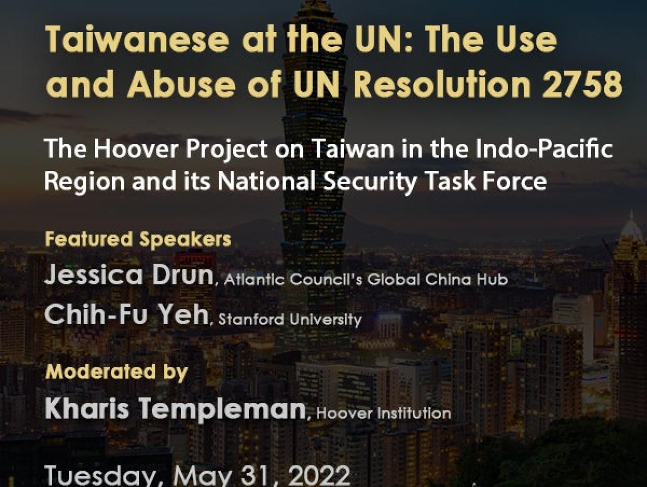 Image for Taiwanese at the UN: The Use and Abuse of UN Resolution 2758