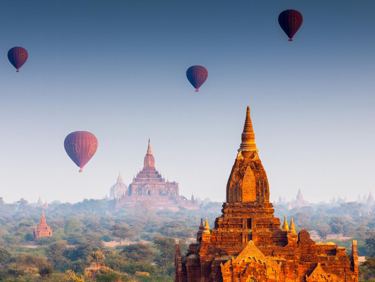 Hot air ballons in Bagan, Myanmar