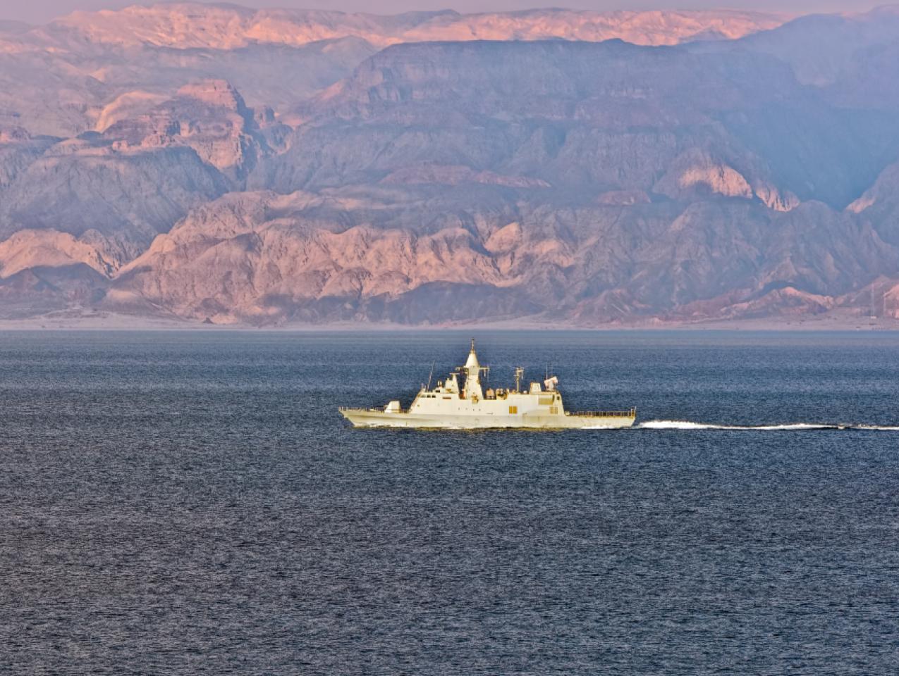 Navy boat patrolling in the Gulf of Aqaba