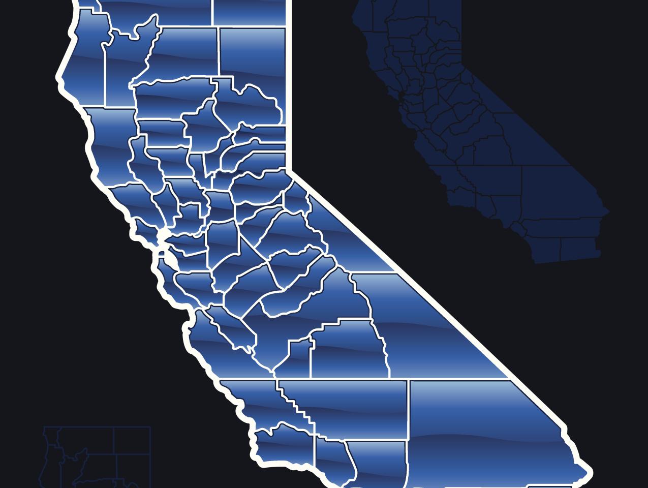 Blue map of California