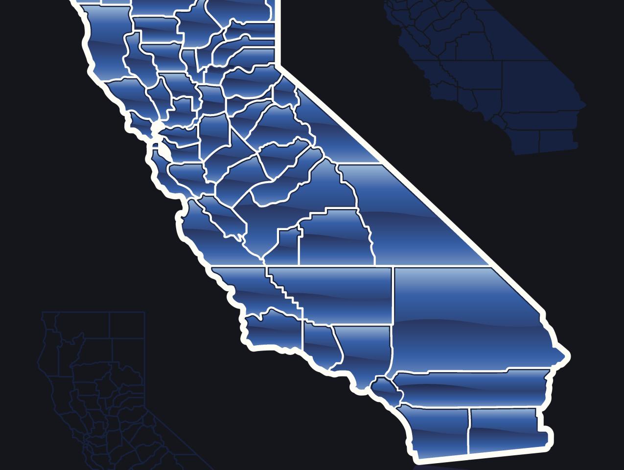 Blue map of California