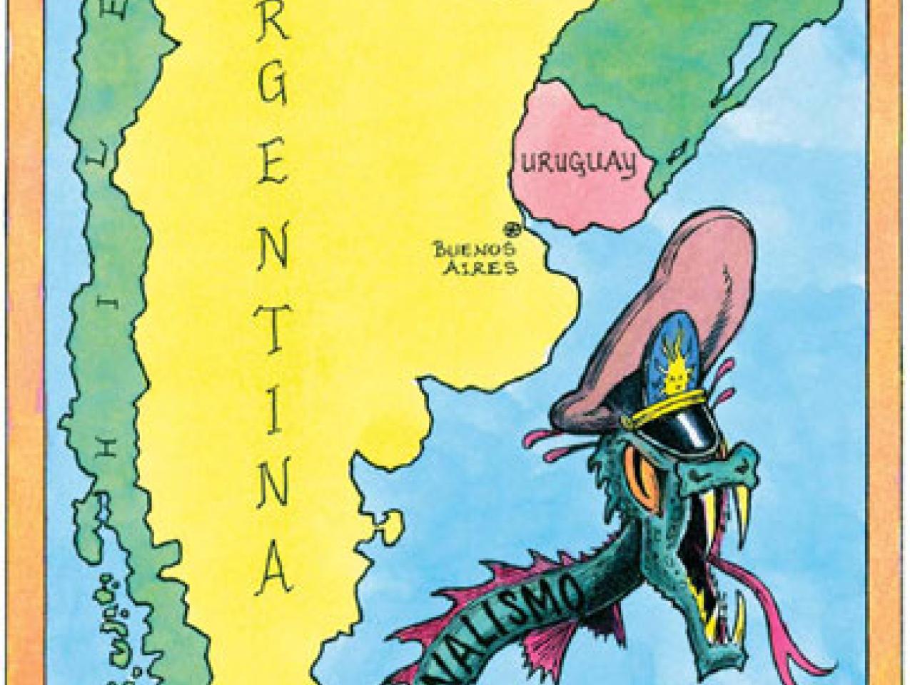 cartoon map of southern South America