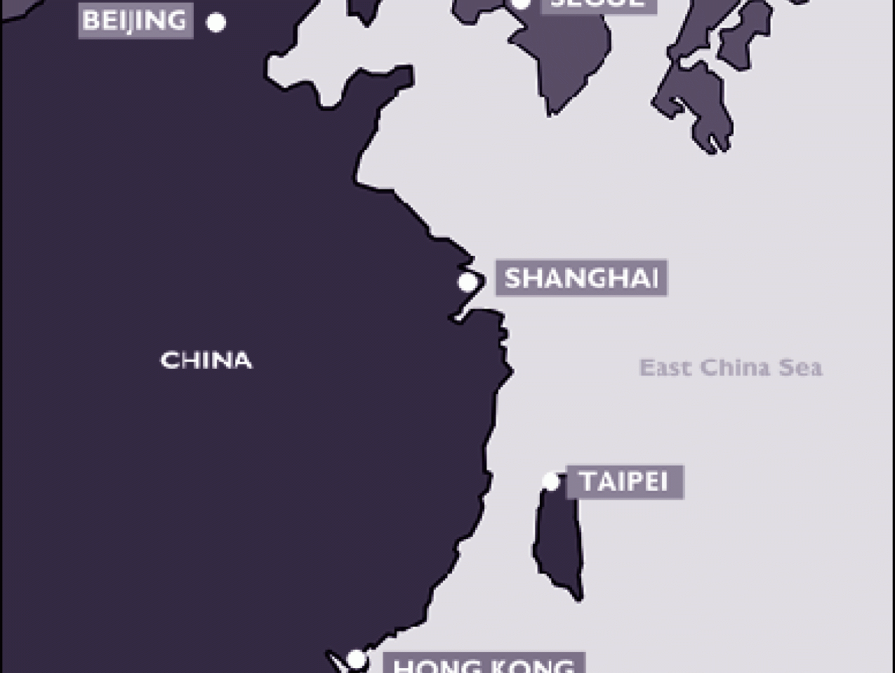 Map of China and Hong Kong