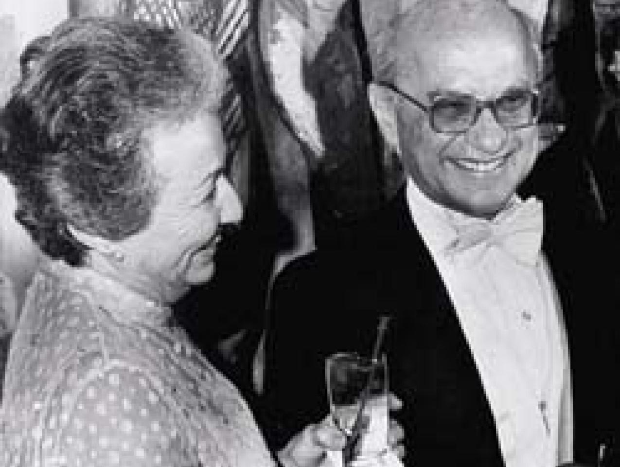 Rose and Milton Friedman at the Nobel ball, 1976