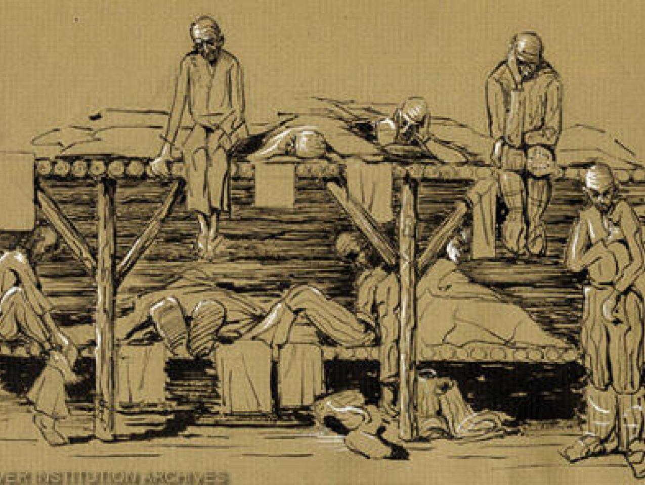 Thomas Sgovio&#039;s drawing of the harsh conditions in the Soviet Gulag (1972)