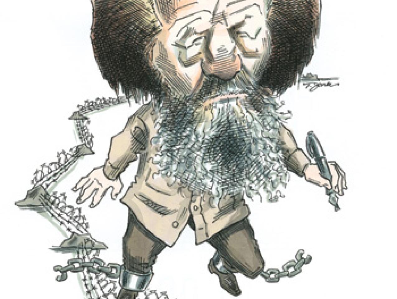 cartoon of Aleksandr Solzhenitsyn