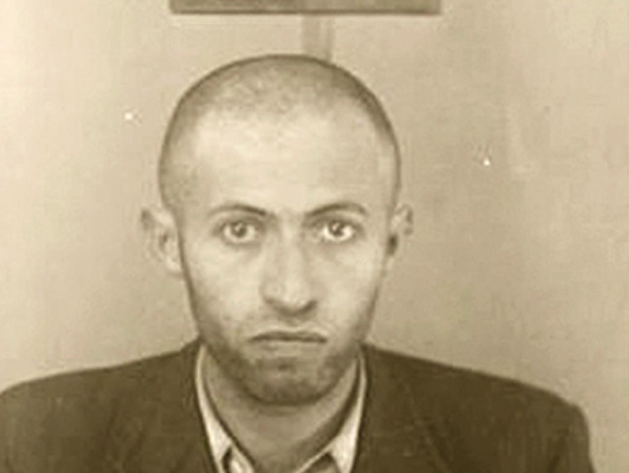 Menachem Begin pictured in his secret-police mug shot