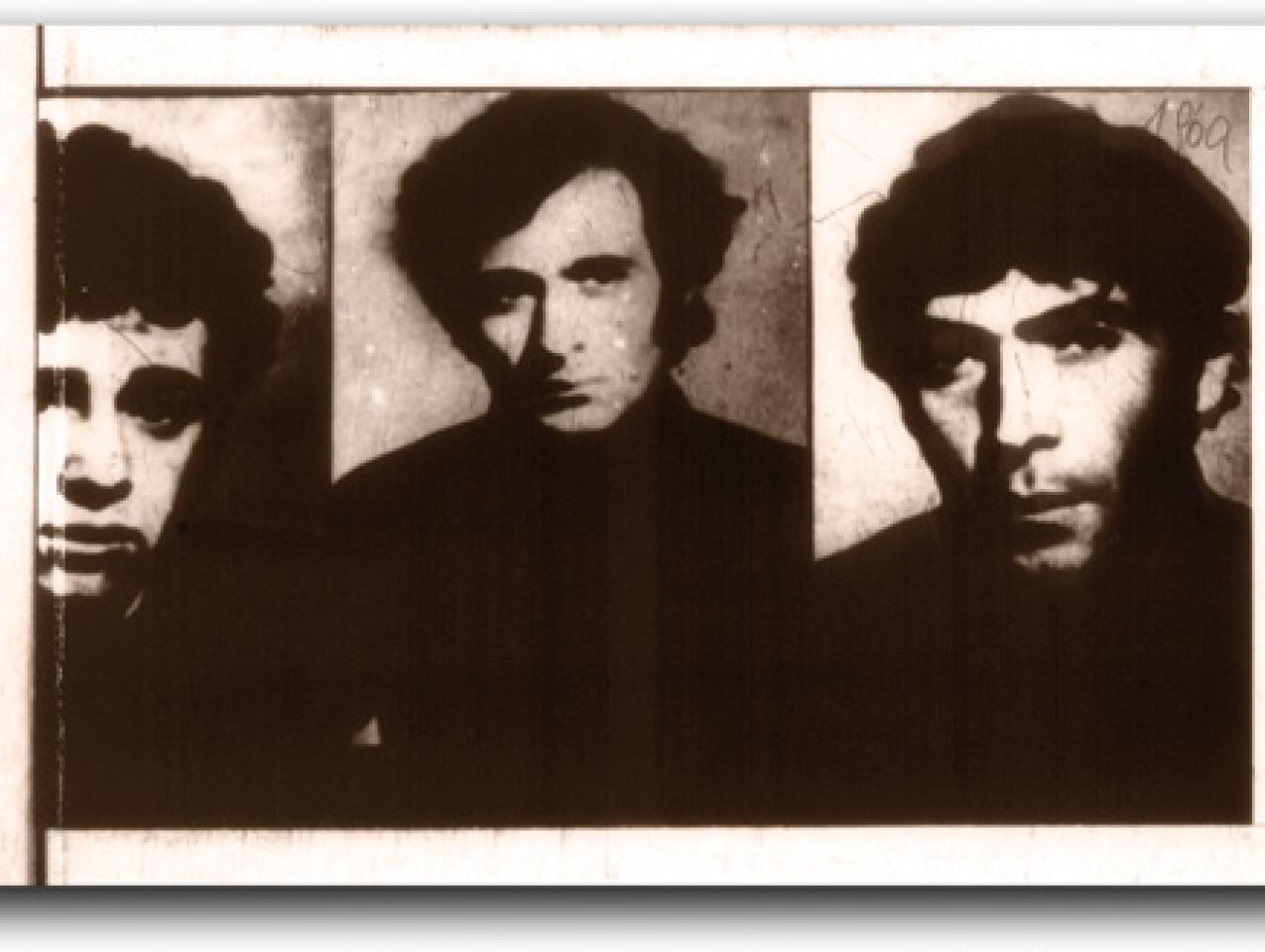 Microfilmed images from a KGB dossier show, left to right, Akop Stepanian, Stepan Zatikian, and Zaven Bagdasarian.