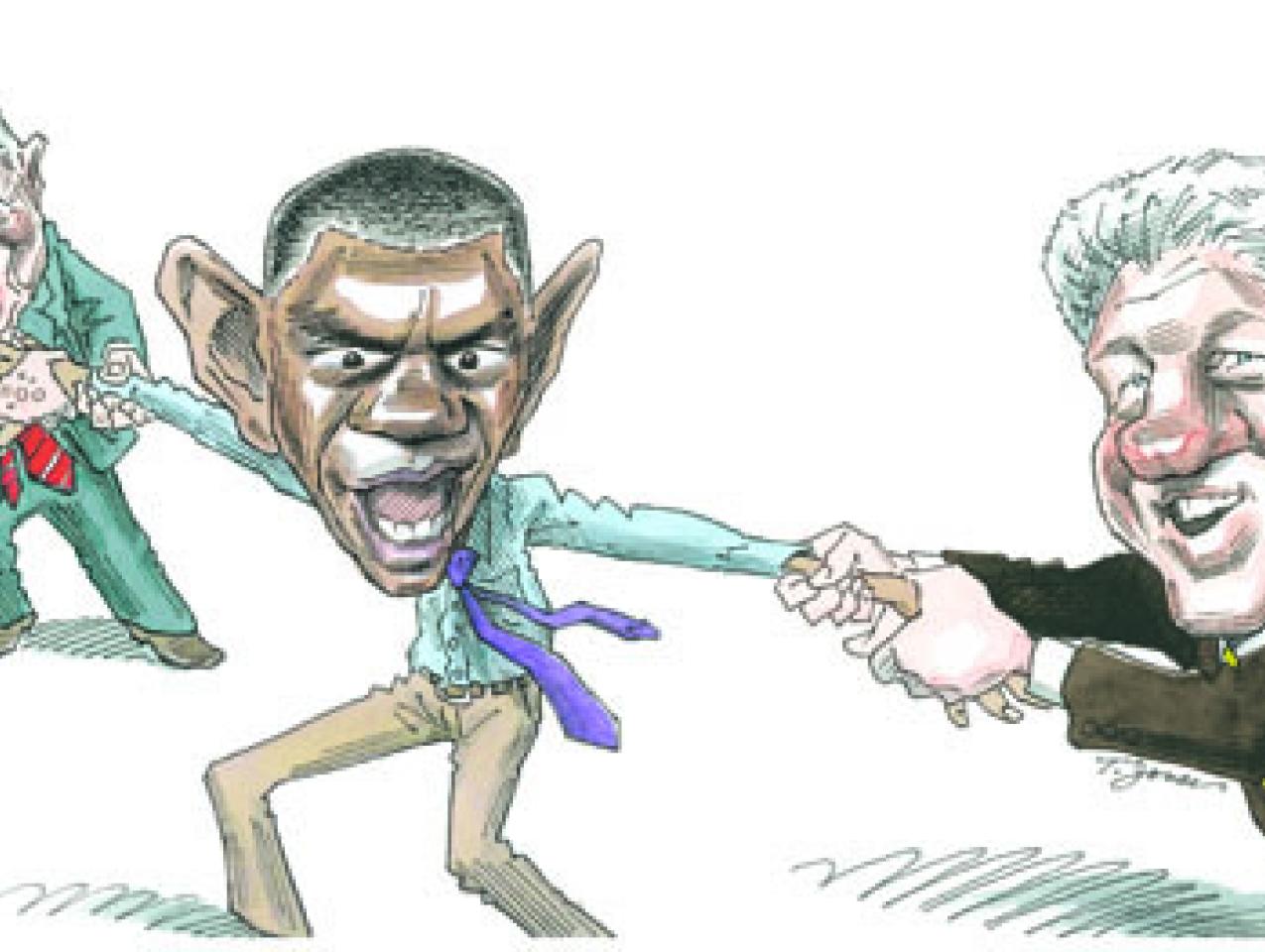 Carter, Obama, and Clinton cartoon