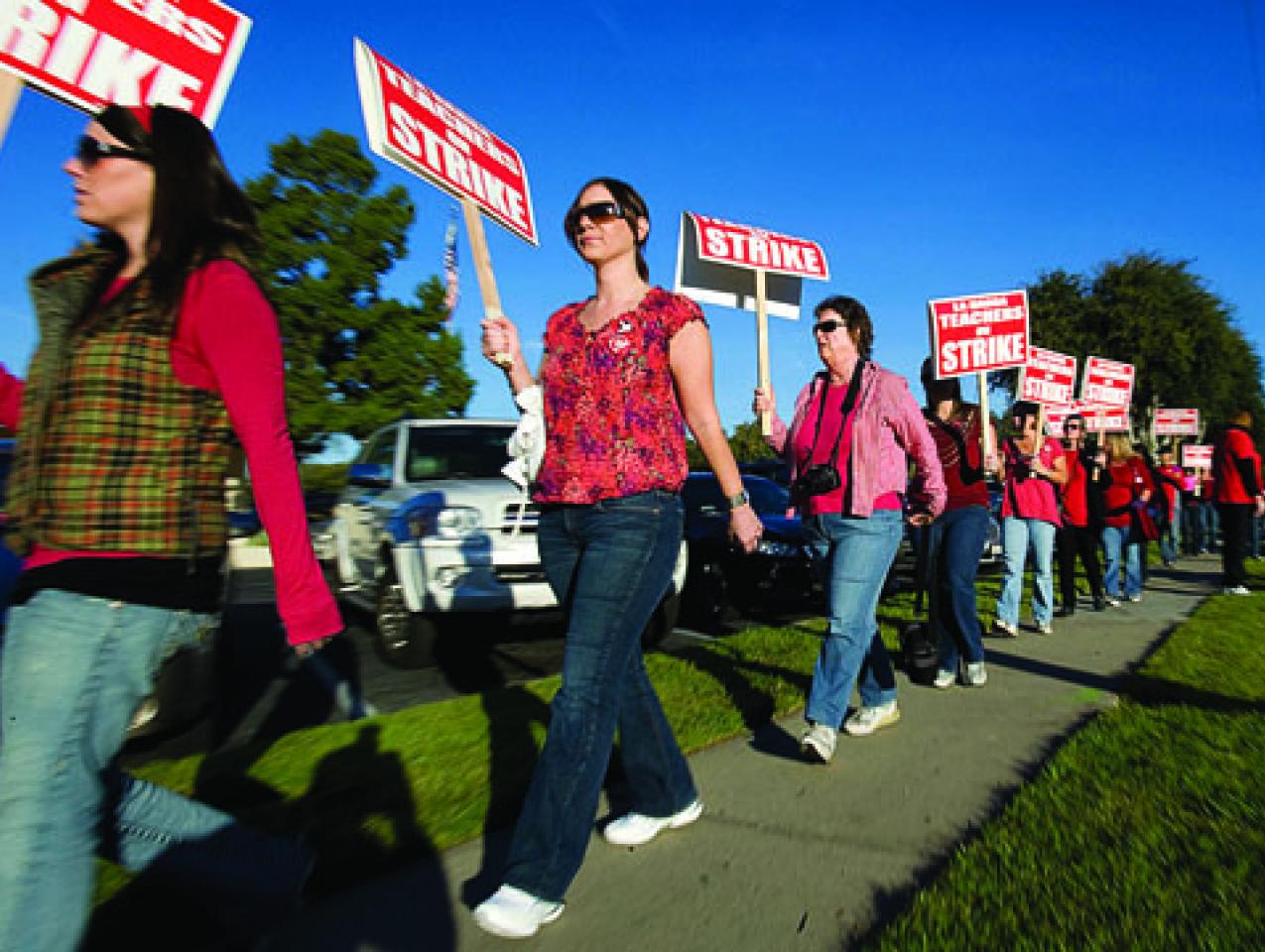 Teachers picket in La Habra last December