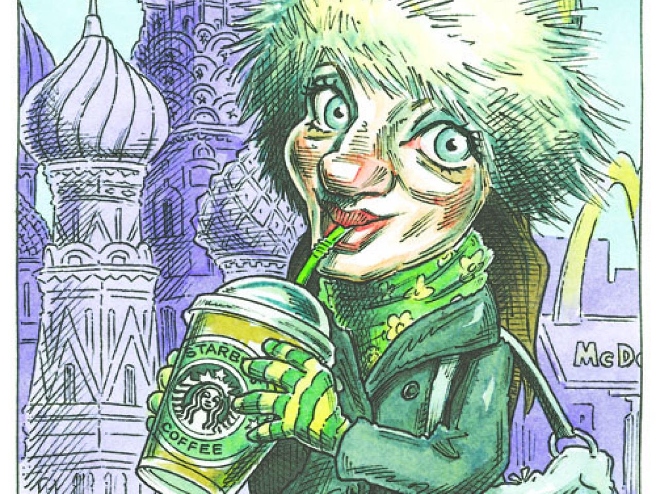 woman with Starbucks drinks