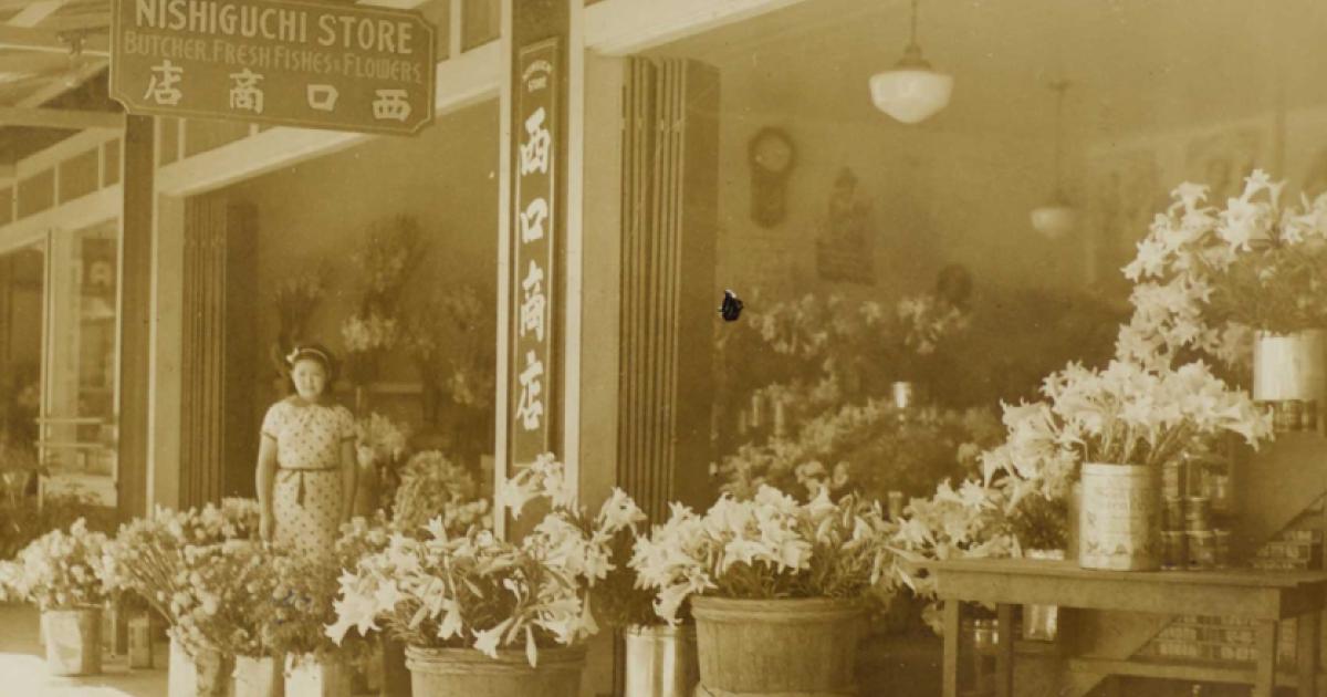 Nishiguchi Storefront woman standing amongst flowers