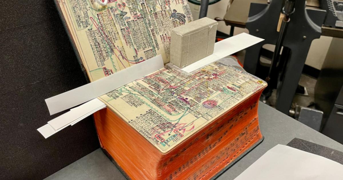 Masuo Kitaji's Companion Bible undergoing conservation treatment