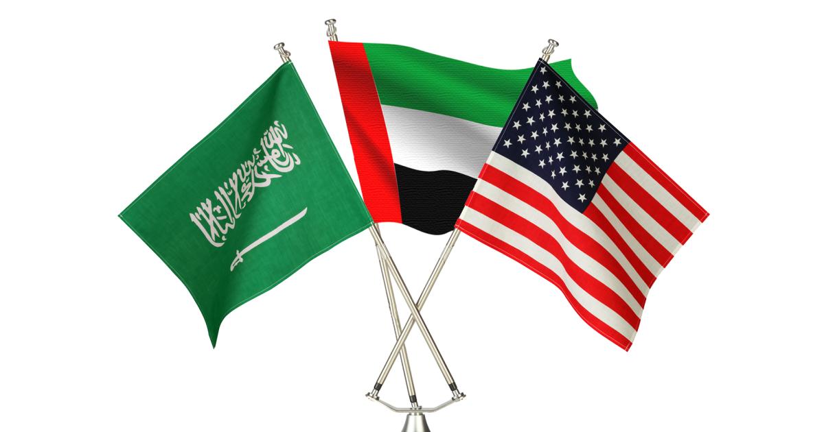 UAE, Saudi, and US flags