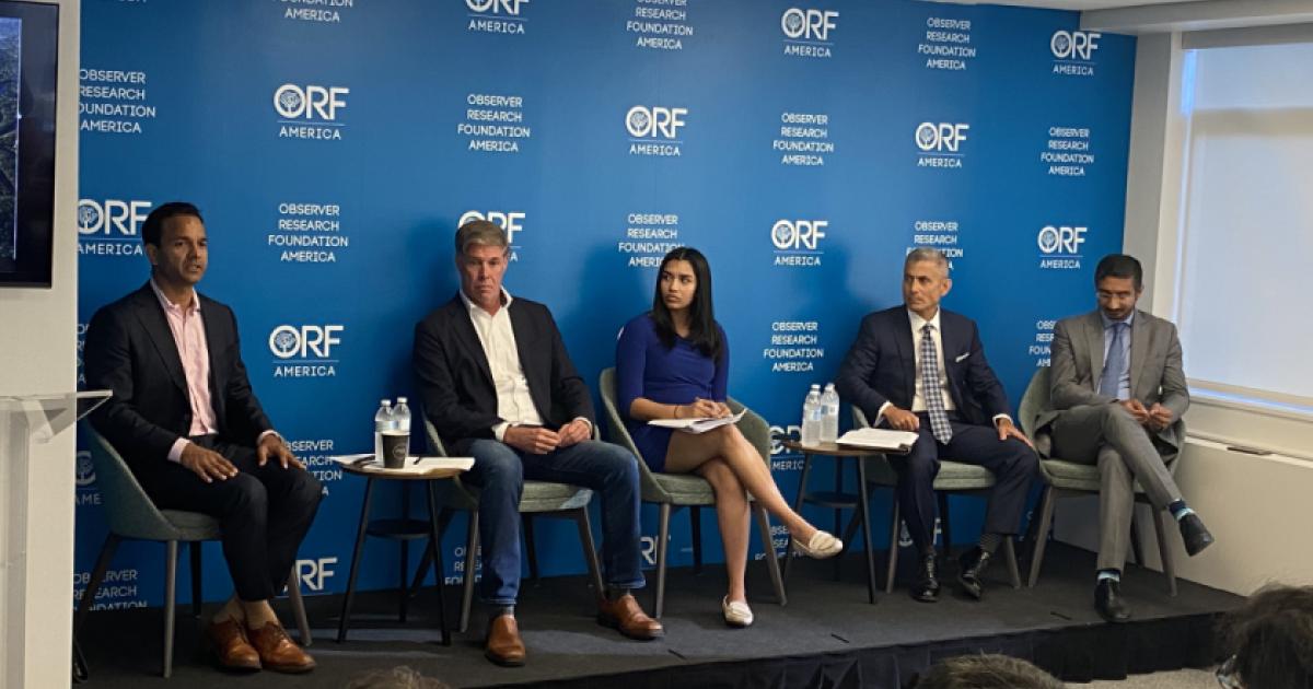 Hoover Institution and ORF panelist (right to left): Siddharth Iyer, Joseph Felter, Medha Prasanna (moderator), Paul Kapur, and Dhruva Jaishankar