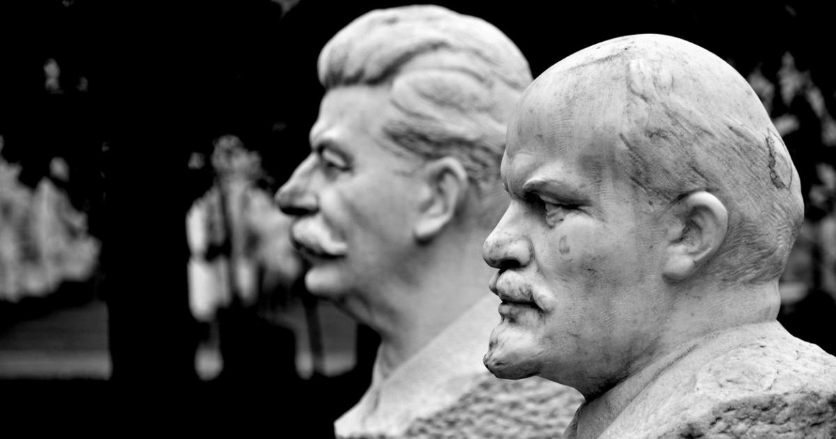 Lenin and Stalin Statue in Moscow stock photo